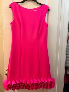 Eliza J Hot Pink Sleeveless Dress with Ruffled Hem